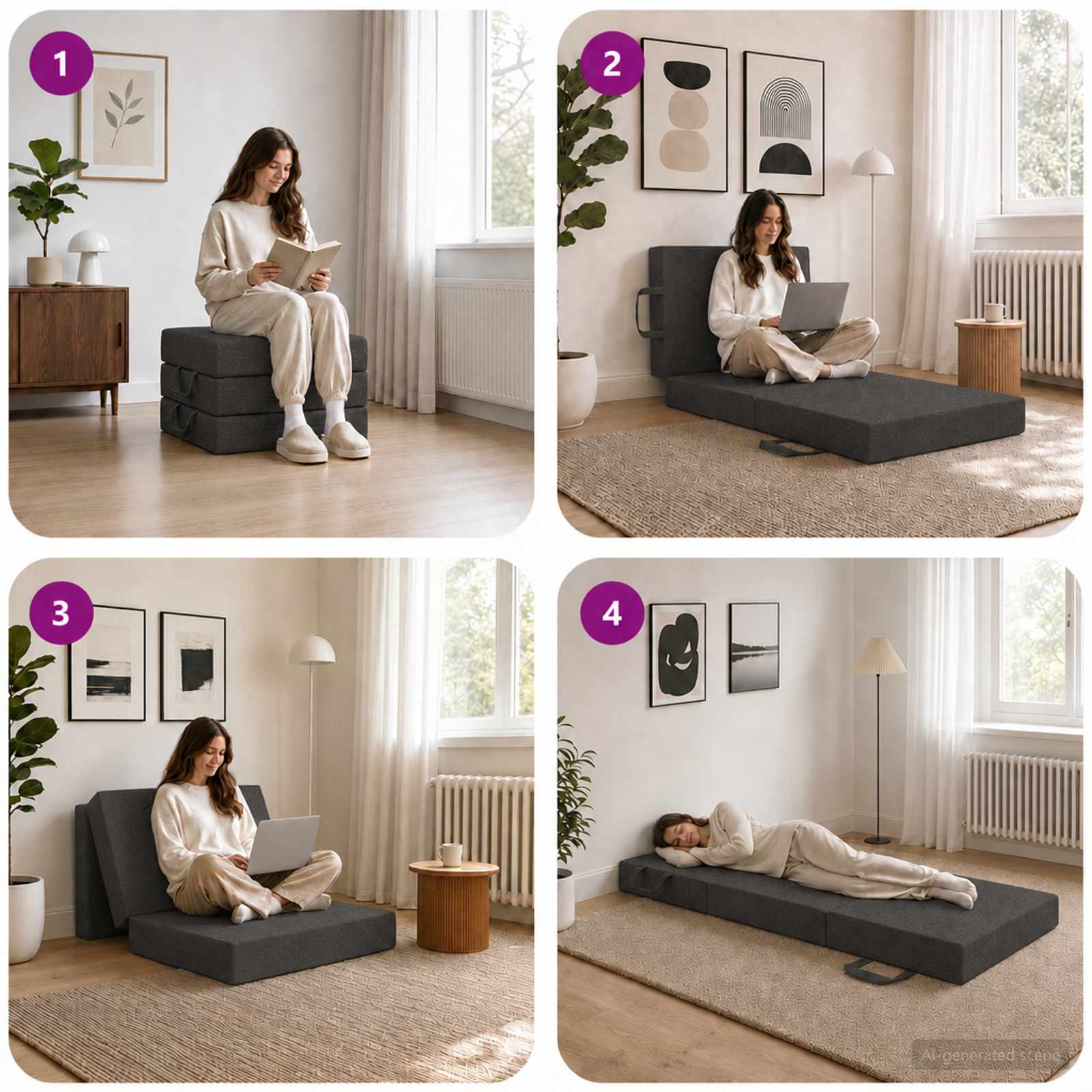vidaXL Składana Sofa Łóżko 90 x 63 x 45 cm ciemnoszary