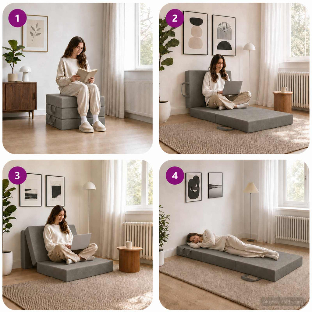 vidaXL Składana Sofa Łóżko 90 x 63 x 45 cm jasnoszary