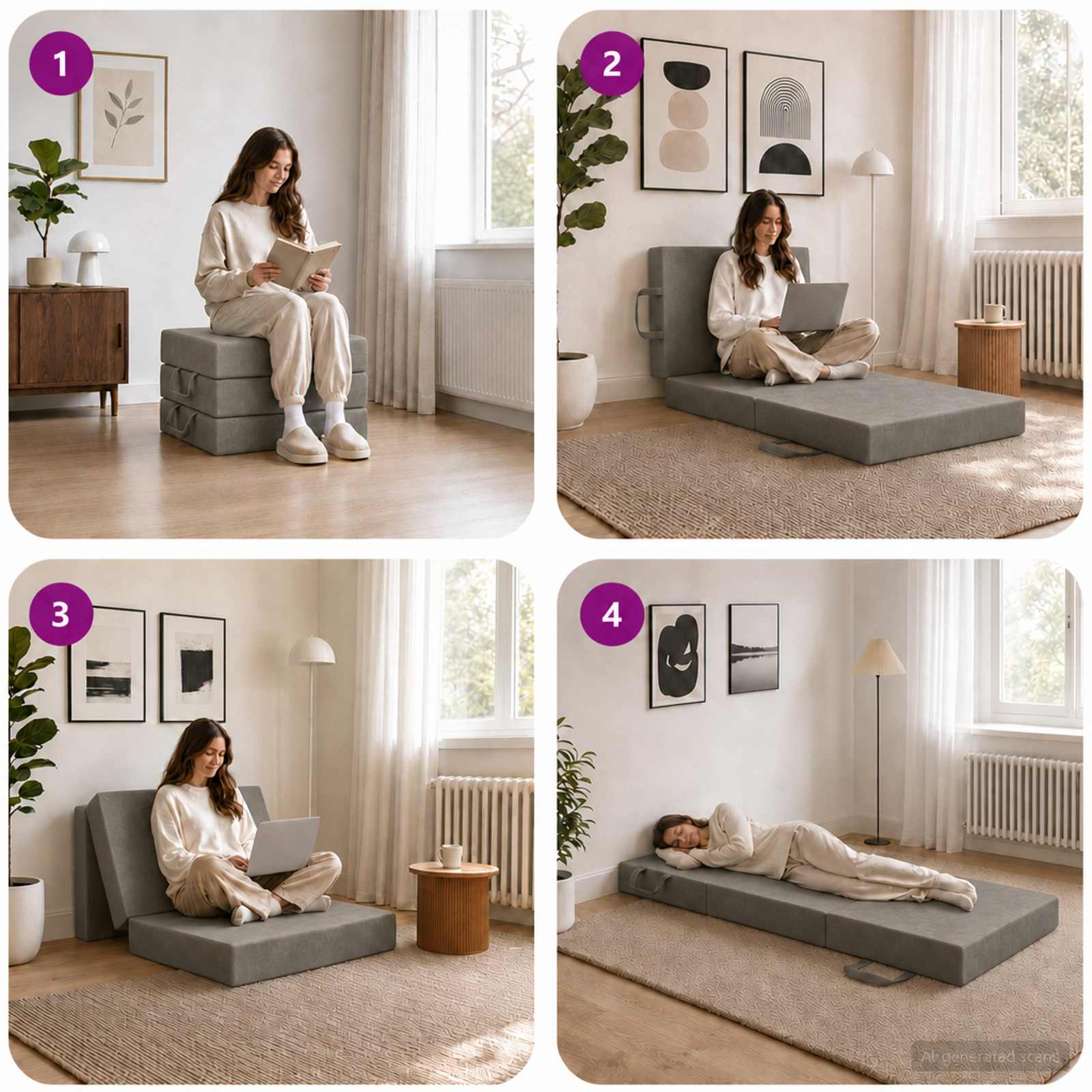 vidaXL Składana Sofa Łóżko 90 x 63 x 45 cm jasnoszary