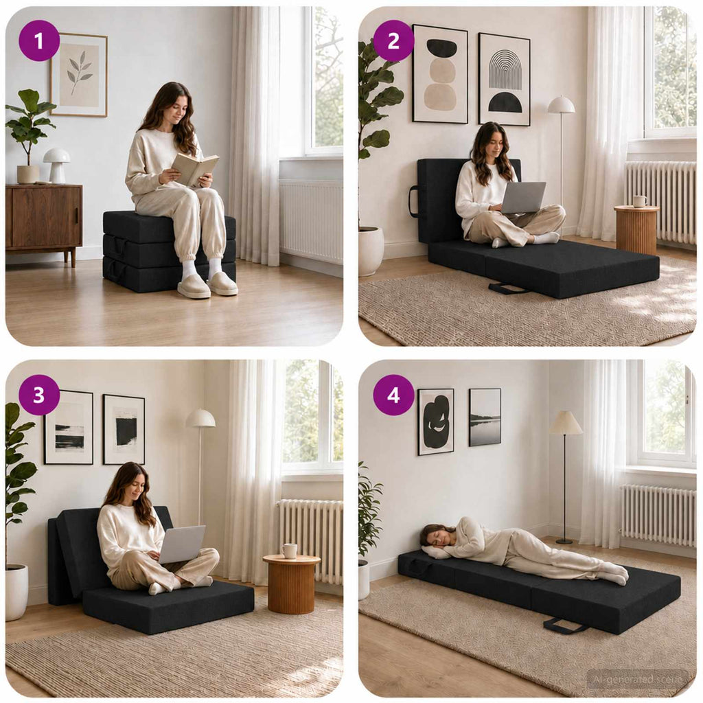 vidaXL Składana Sofa Łóżko 75 x 67 x 45 cm Czarny