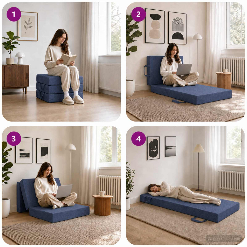vidaXL Składana Sofa Łóżko 75 x 67 x 45 cm niebieski