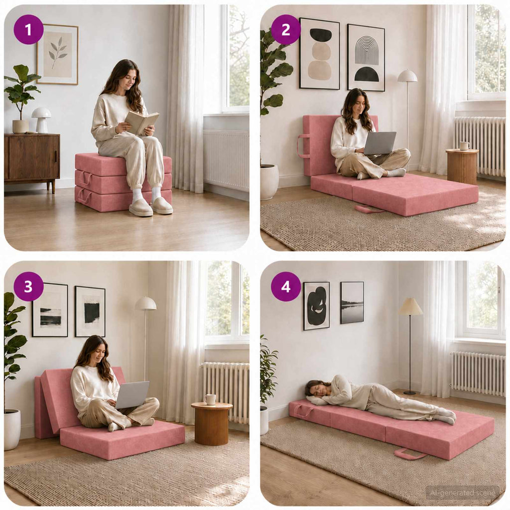 vidaXL Składana Sofa Łóżko 75 x 67 x 45 cm różowy