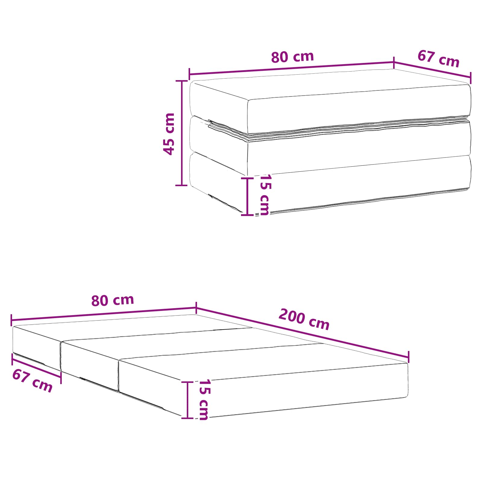 vidaXL Składana Sofa Łóżko 80 x 67 x 45 cm Ciemnoszary