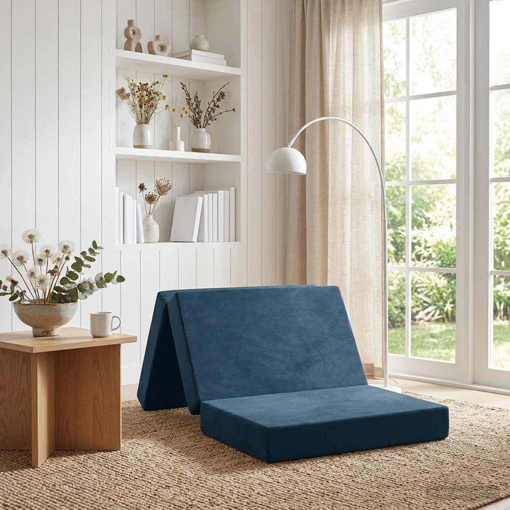 vidaXL Składana Sofa Łóżko 100 x 67 x 45 cm niebieski