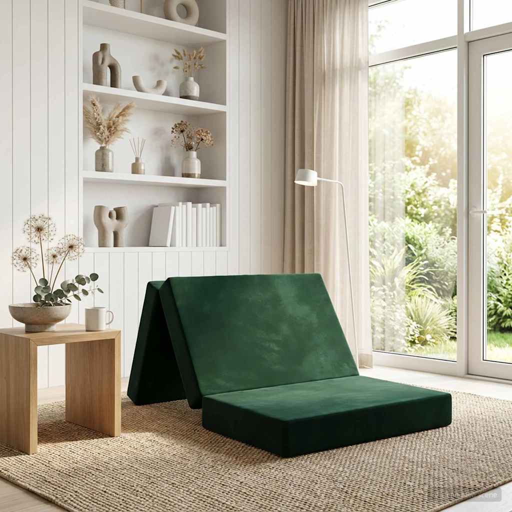 vidaXL Składana Sofa Łóżko 80 x 67 x 45 cm Ciemnozielony
