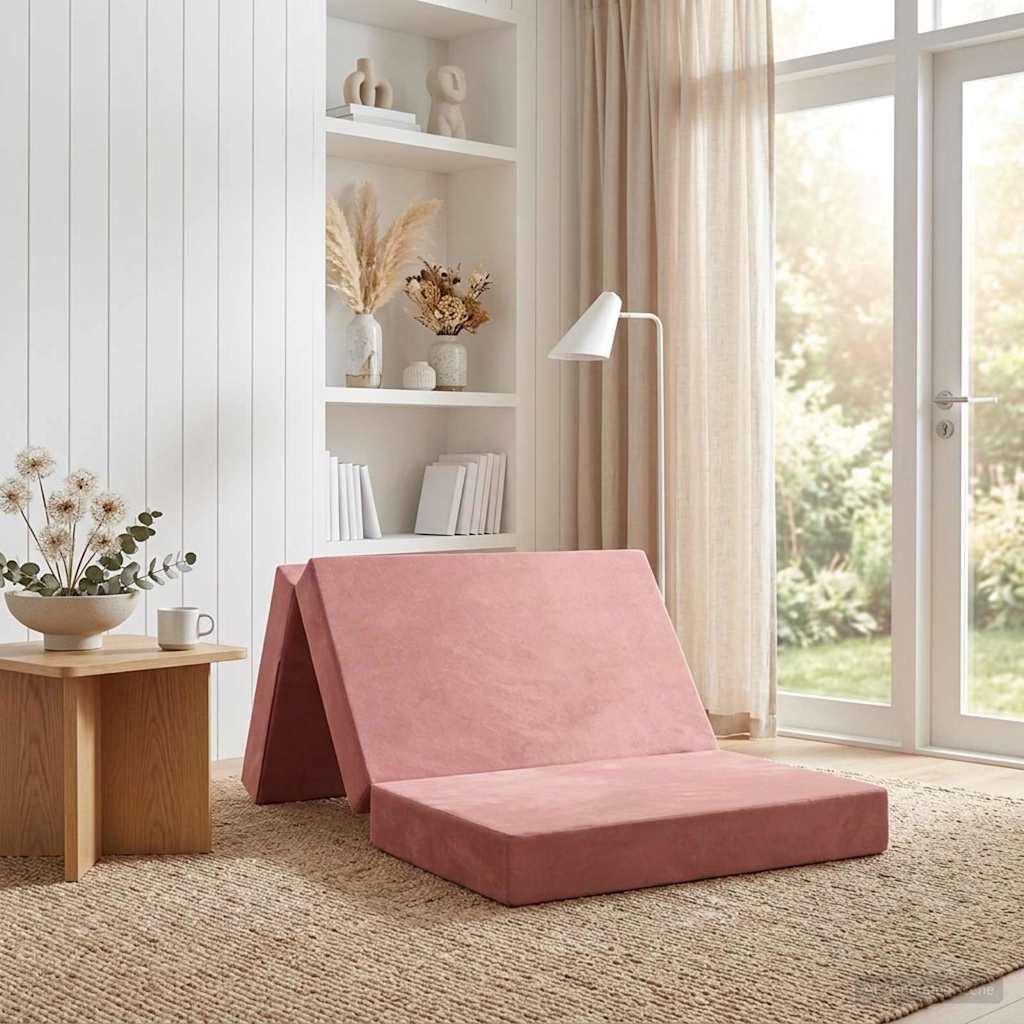 vidaXL Składana Sofa Łóżko 100 x 67 x 45 cm różowy