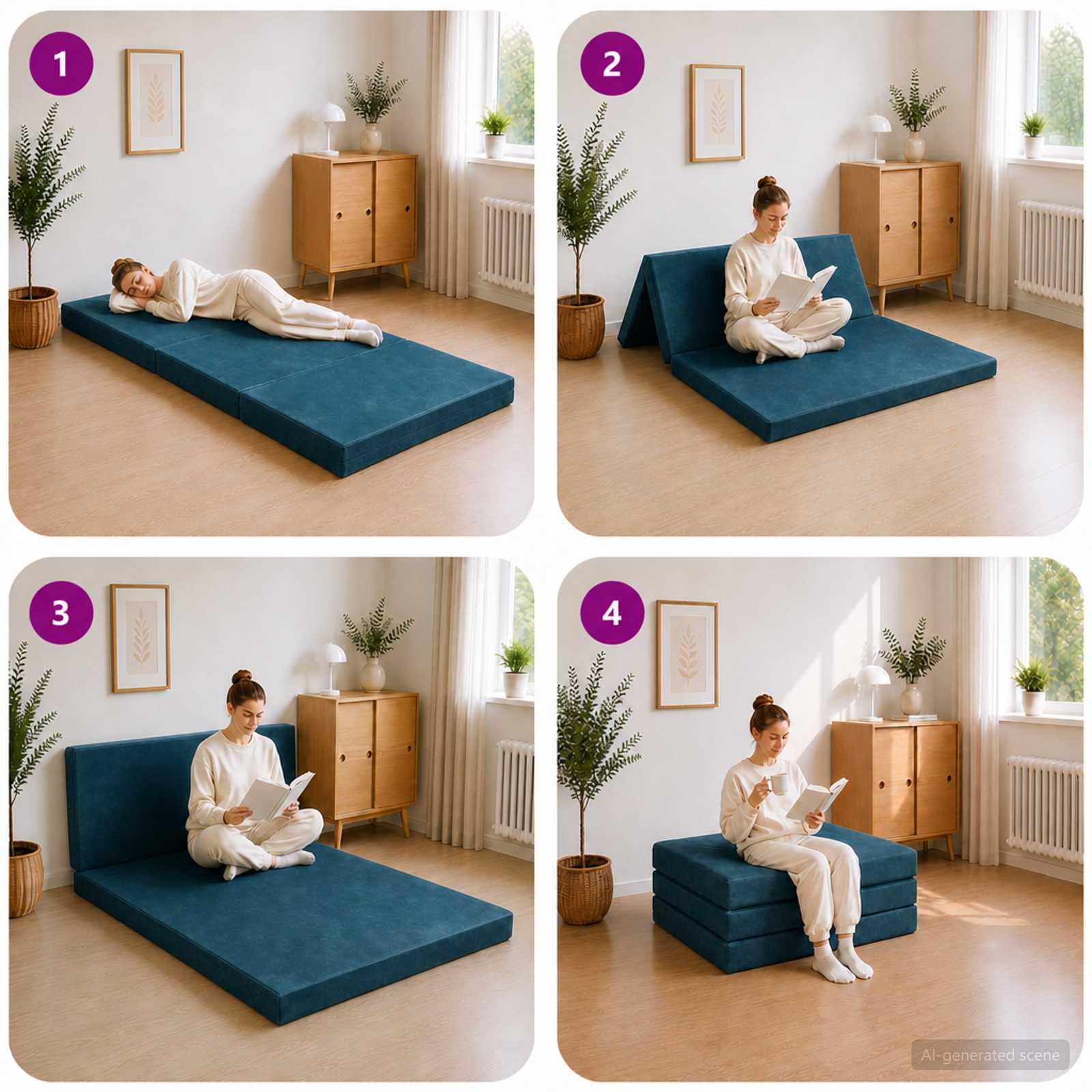 vidaXL Składana Sofa Łóżko 100 x 67 x 45 cm niebieski