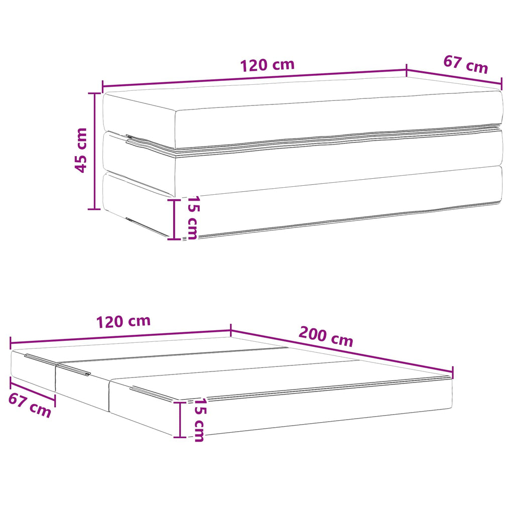 vidaXL Składana Sofa Łóżko 120 x 67 x 45 cm Czarny
