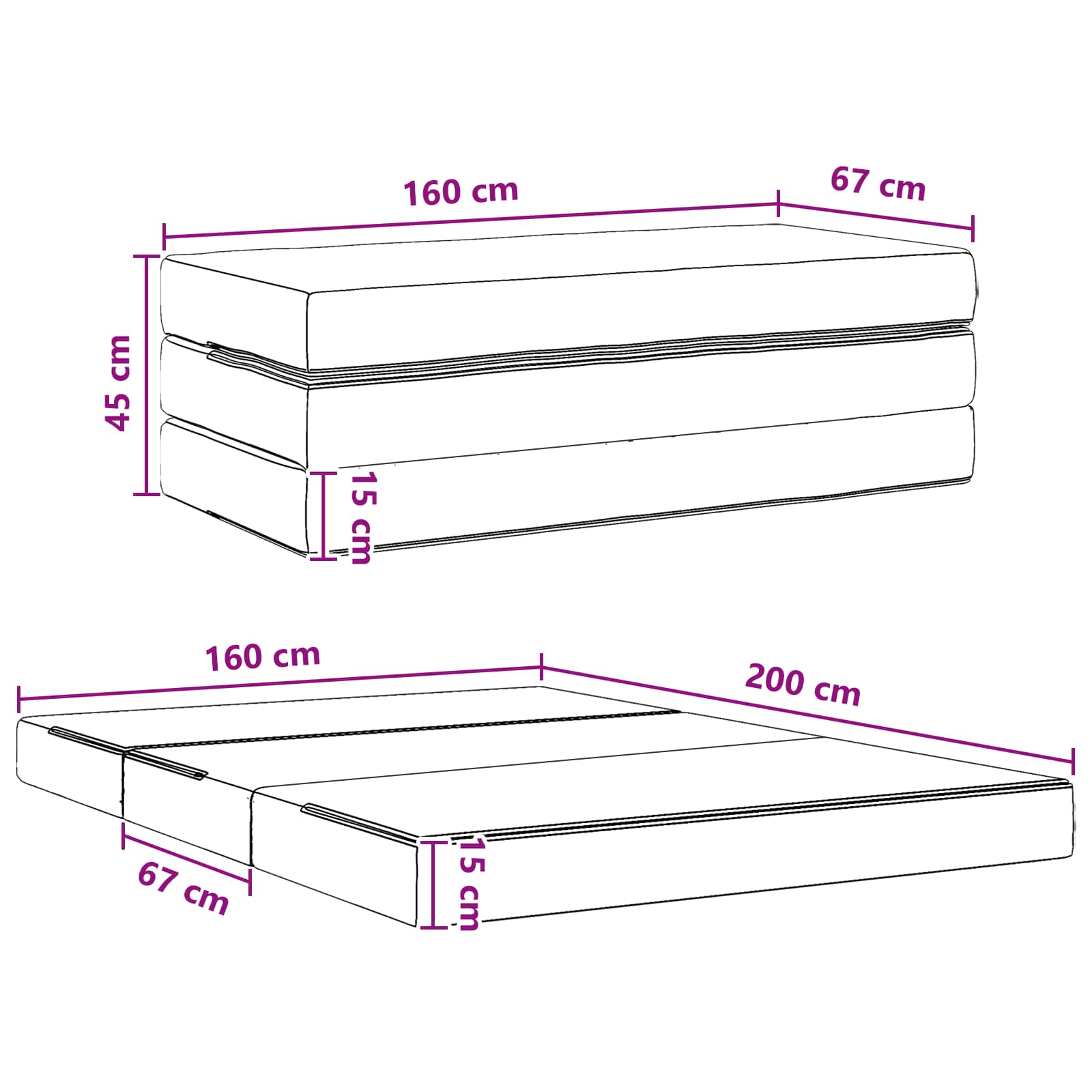 vidaXL Składana Sofa Łóżko 160 x 67 x 45 cm jasnoszary