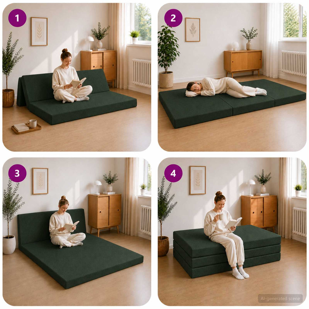 vidaXL Składana Sofa Łóżko 160 x 67 x 45 cm Ciemnozielony