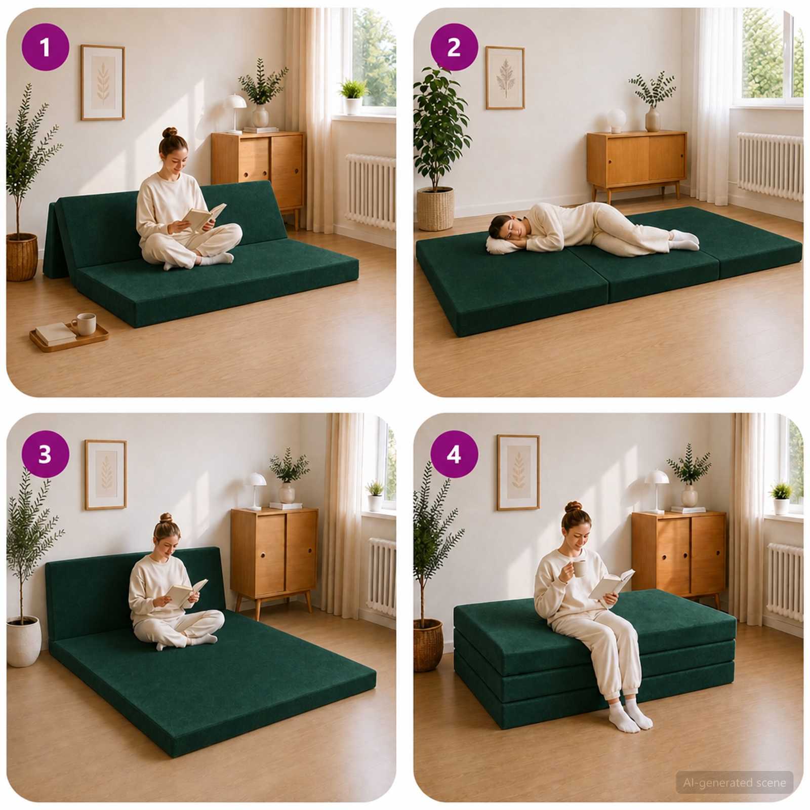 vidaXL Składana Sofa Łóżko 160 x 67 x 45 cm Ciemnozielony