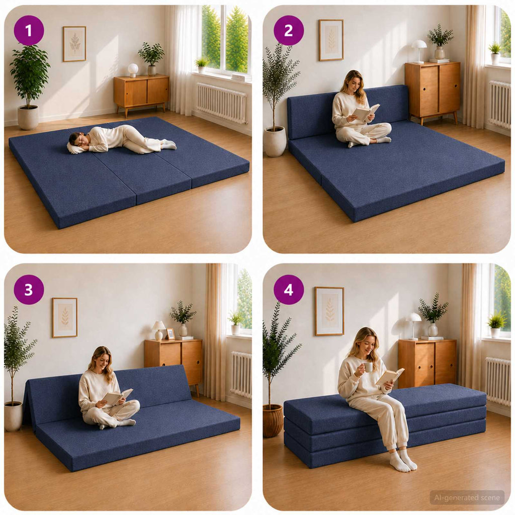 vidaXL Składana Sofa Łóżko 180 x 67 x 45 cm niebieski