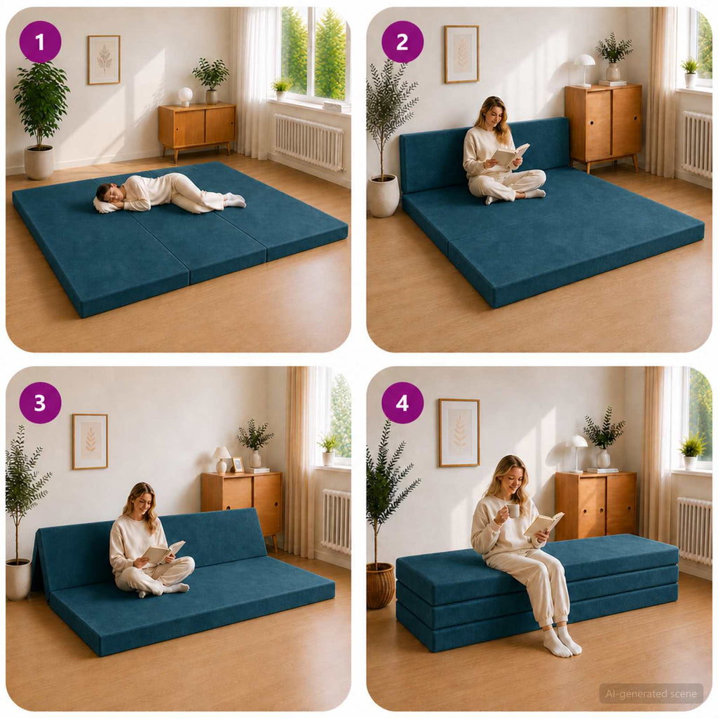 vidaXL Składana Sofa Łóżko 180 x 67 x 45 cm niebieski