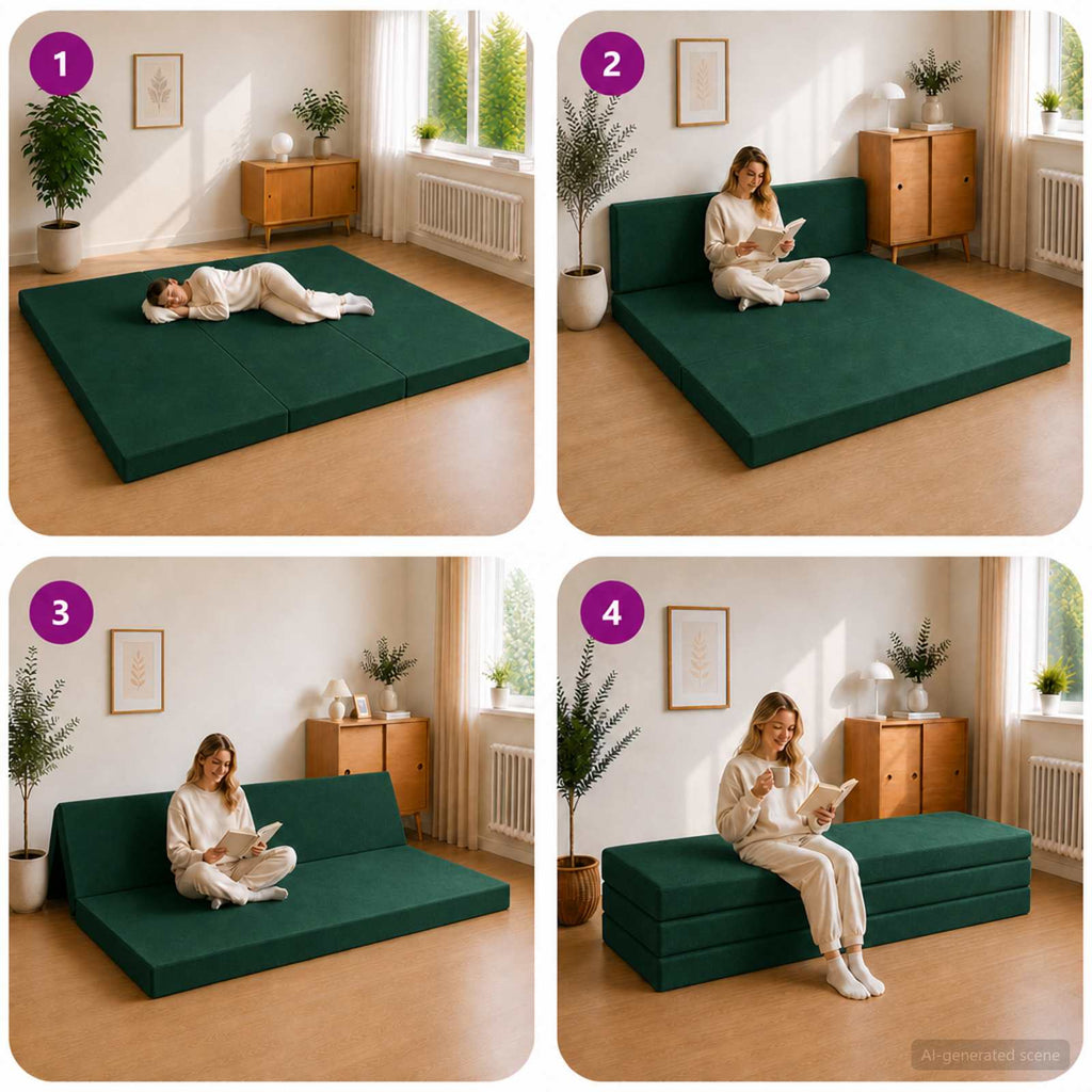 vidaXL Składana Sofa Łóżko 180 x 67 x 45 cm Ciemnozielony