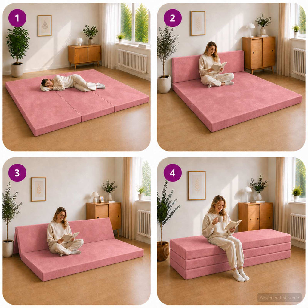 vidaXL Składana Sofa Łóżko 180 x 67 x 45 cm różowy