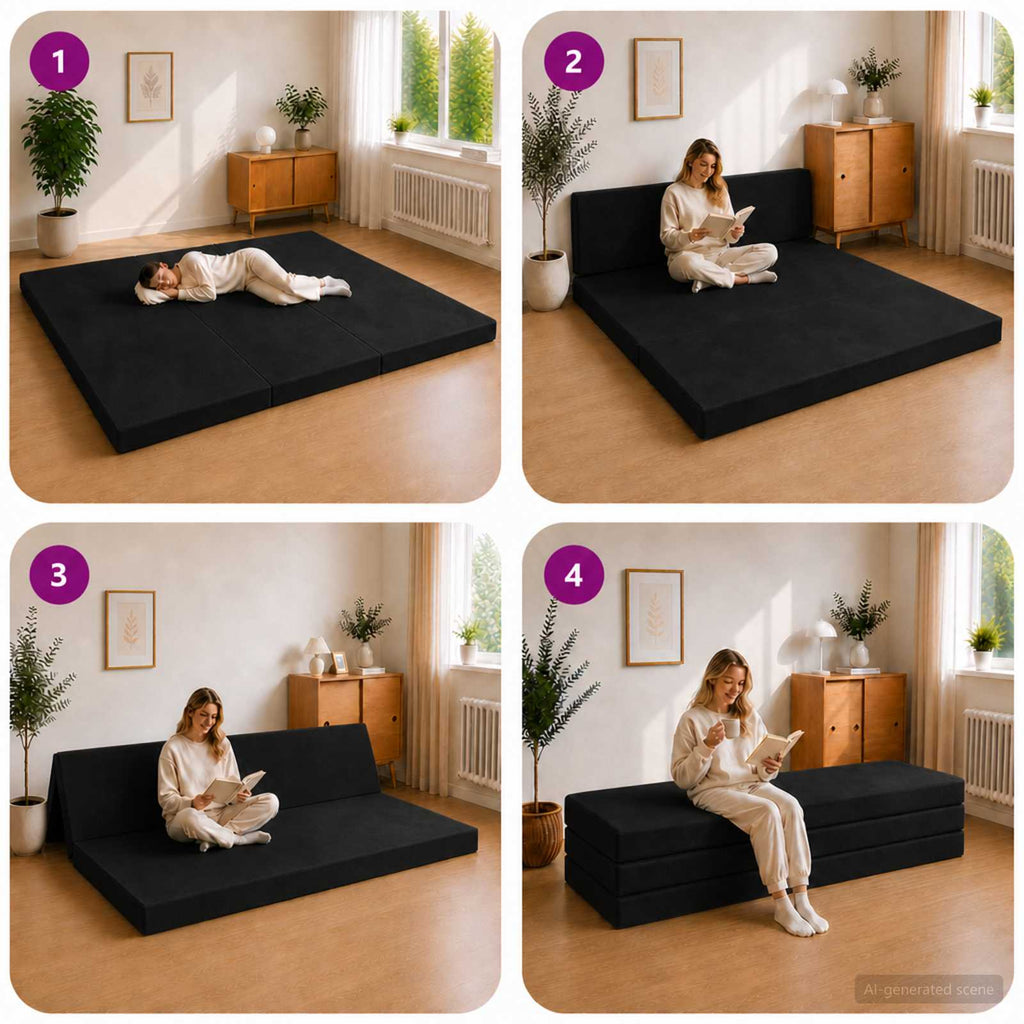 vidaXL Składana Sofa Łóżko 180 x 67 x 45 cm Czarny