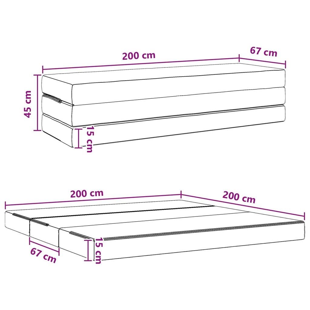 vidaXL Składana Sofa Łóżko 200 x 67 x 45 cm Czarny