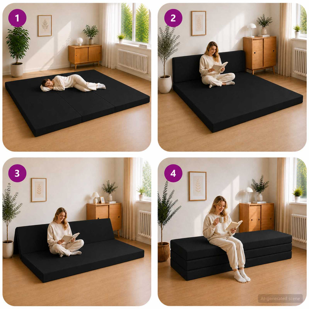 vidaXL Składana Sofa Łóżko 200 x 67 x 45 cm Czarny