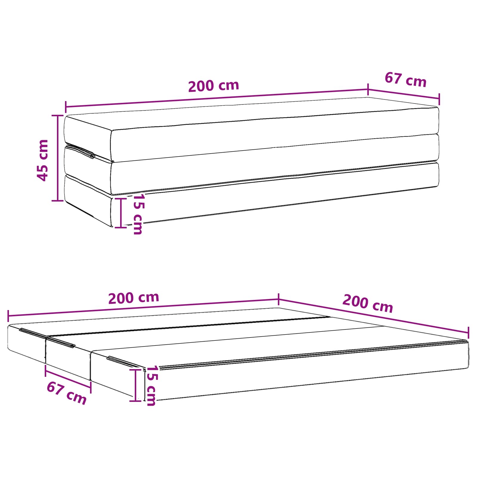 vidaXL Składana Sofa Łóżko 200 x 67 x 45 cm Ciemnozielony