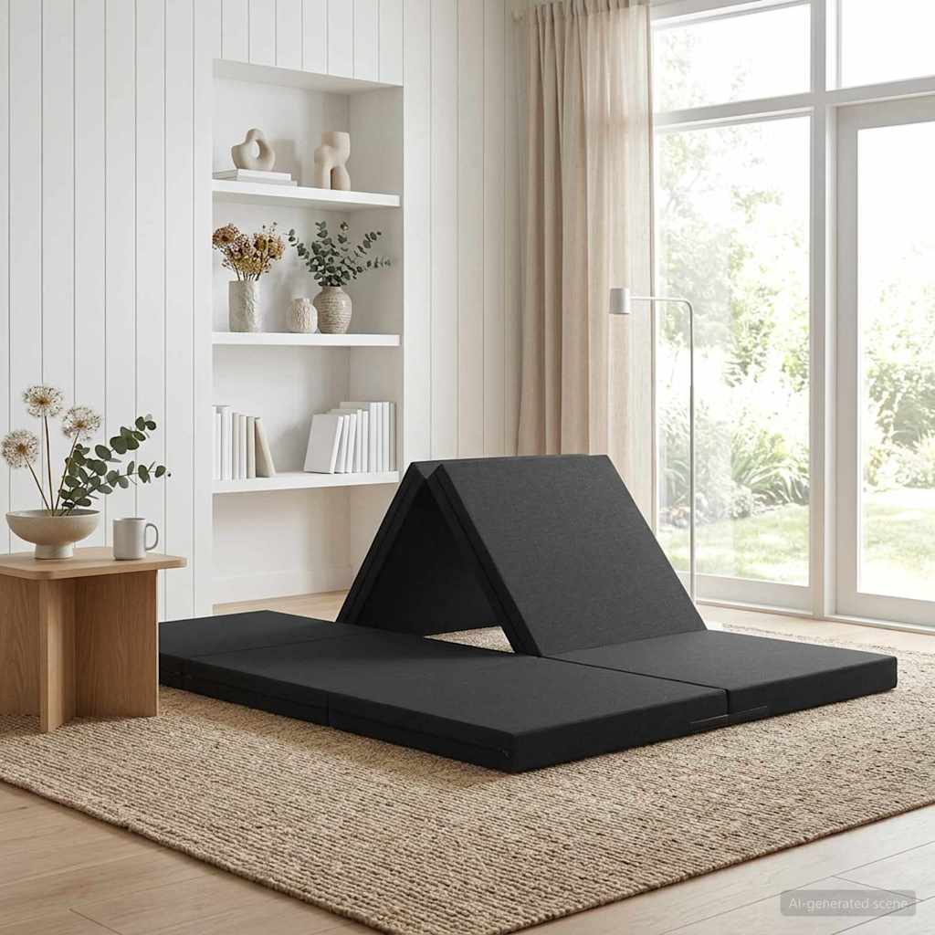vidaXL Składana Sofa Łóżko 140 x 67 x 15 cm Czarny