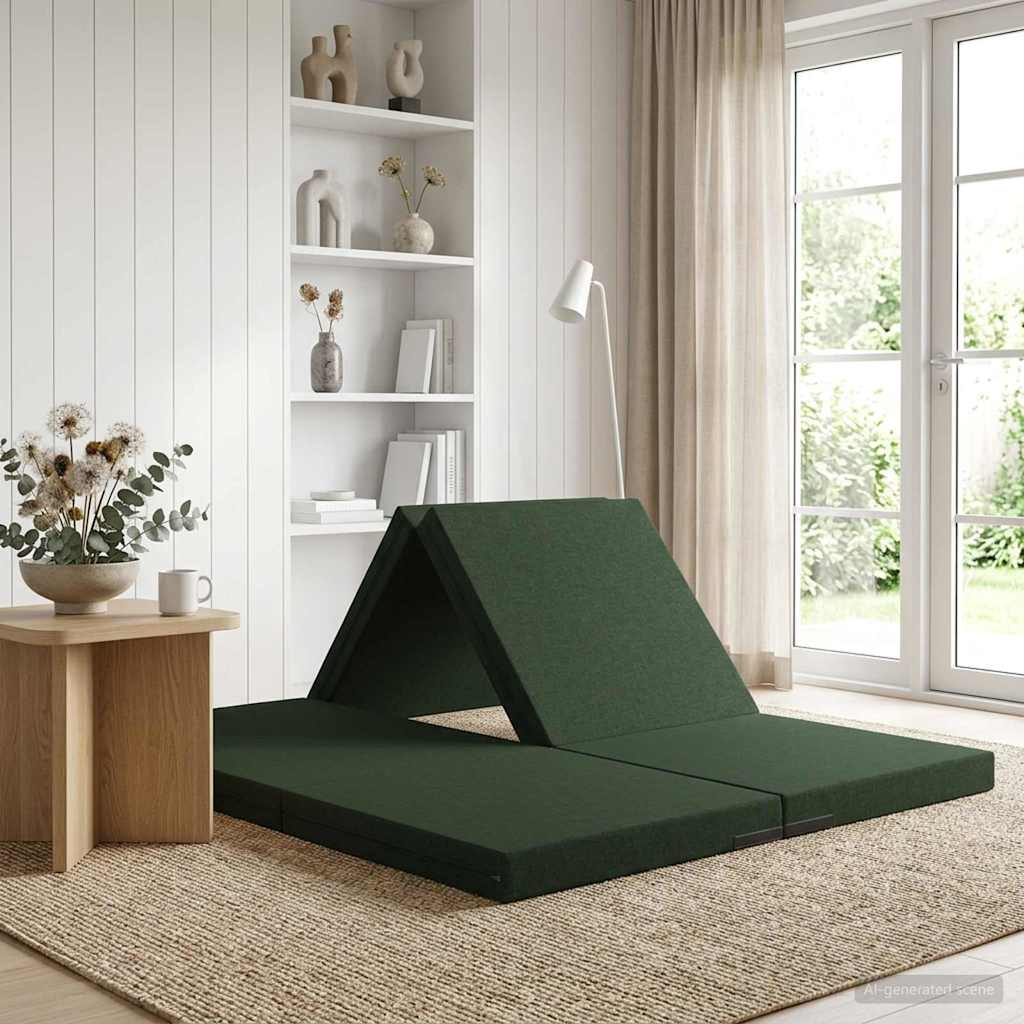 vidaXL Składana Sofa Łóżko 140 x 67 x 15 cm Ciemnozielony