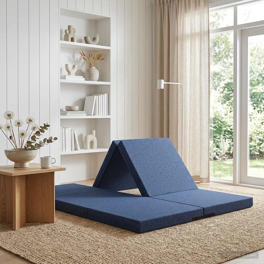 vidaXL Składana Sofa Łóżko 140 x 67 x 15 cm niebieski