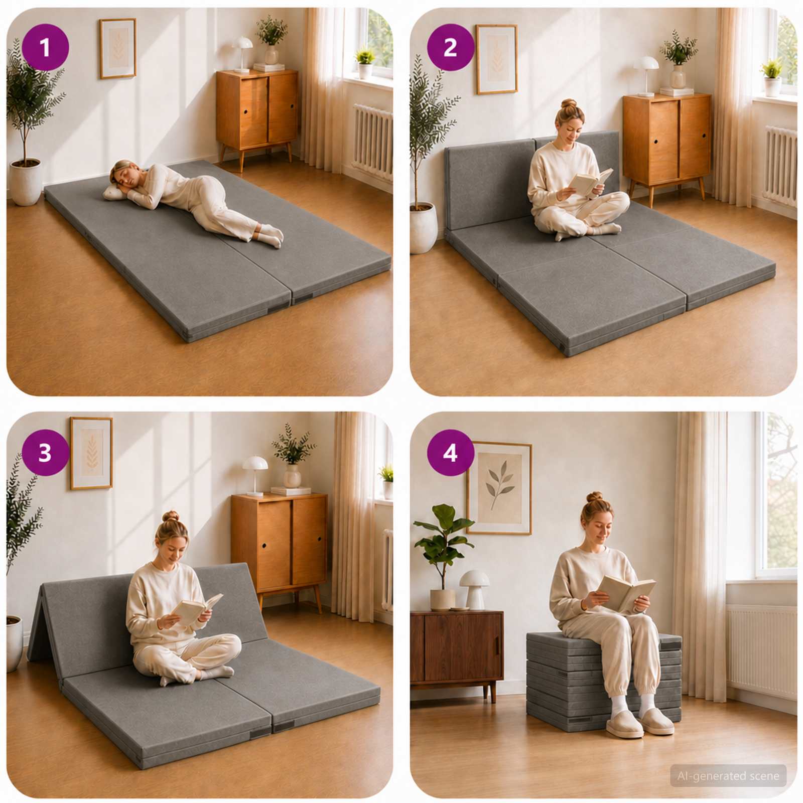 vidaXL Składana Sofa Łóżko 140 x 67 x 15 cm jasnoszary