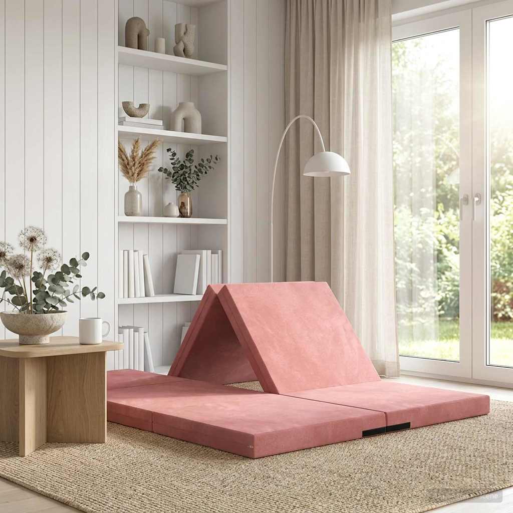 vidaXL Składana Sofa Łóżko 140 x 67 x 15 cm różowy