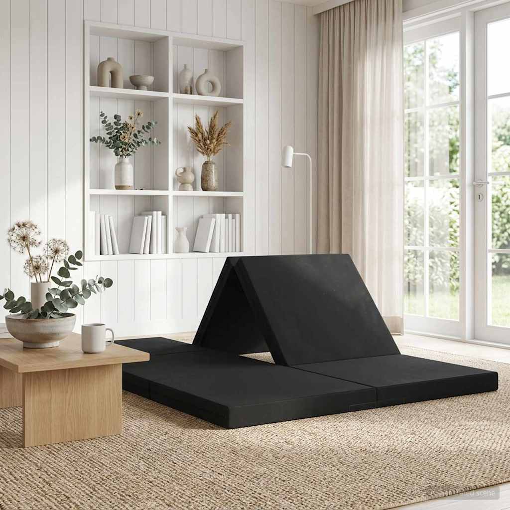 vidaXL Składana Sofa Łóżko 140 x 67 x 15 cm Czarny