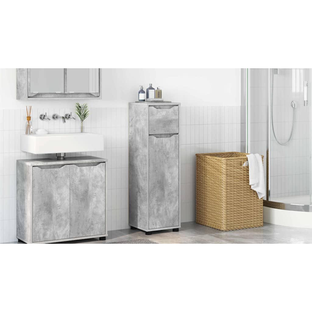 vidaXL Szafka Łazienkowa z szufladą Betonowy szary 30,5 x 30 x 101 cm