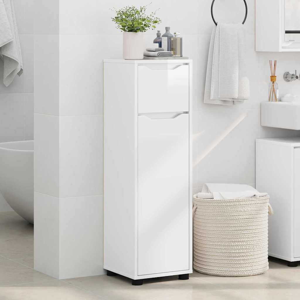 vidaXL Szafka Łazienkowa Wysoki połysk biały 30,5 x 30 x 101 cm