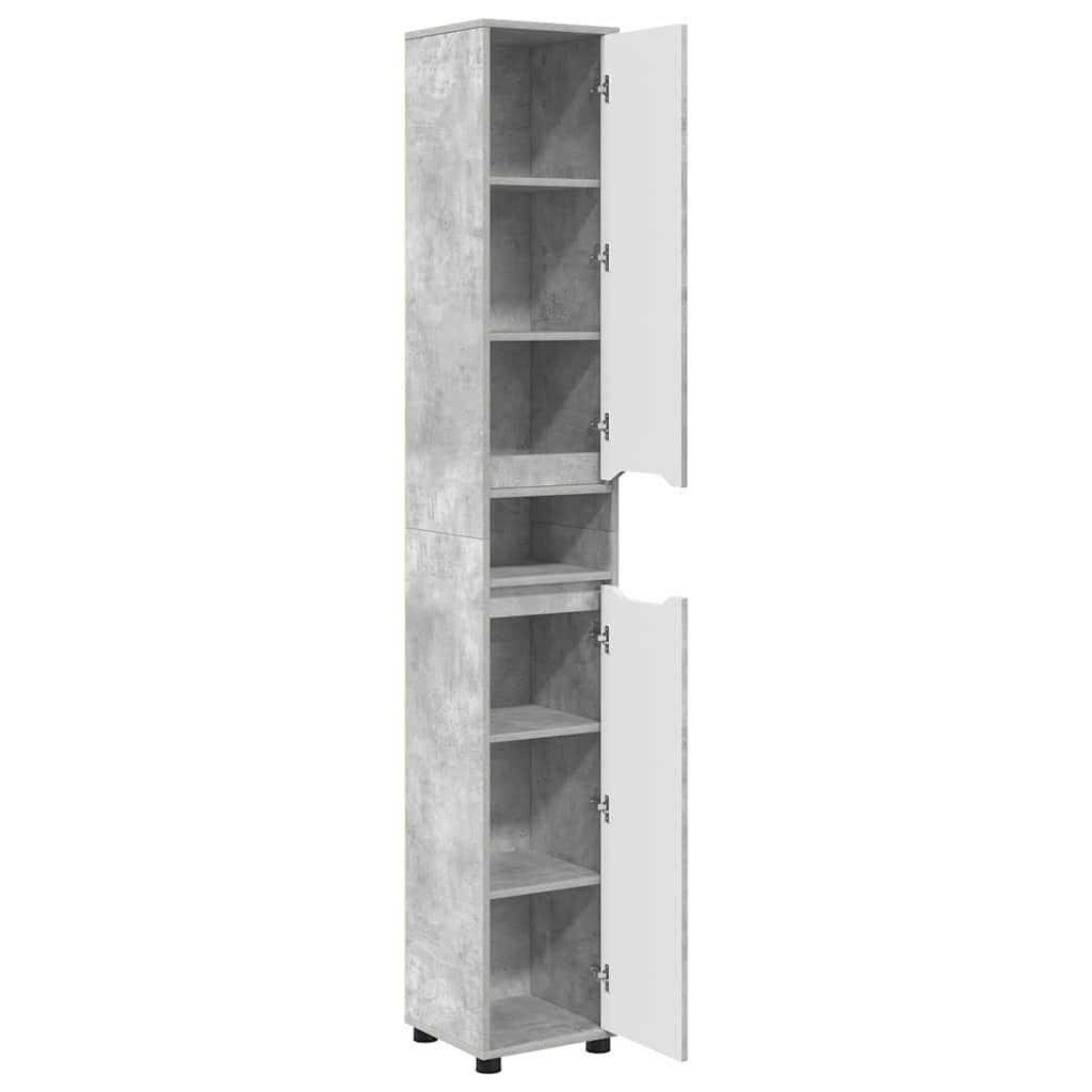 vidaXL Szafka Łazienkowa z półką Betonowy szary 30,5 x 30 x 195 cm