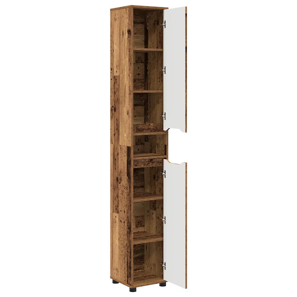 vidaXL Szafka Łazienkowa z półką Stare drewno 30,5 x 30 x 195 cm