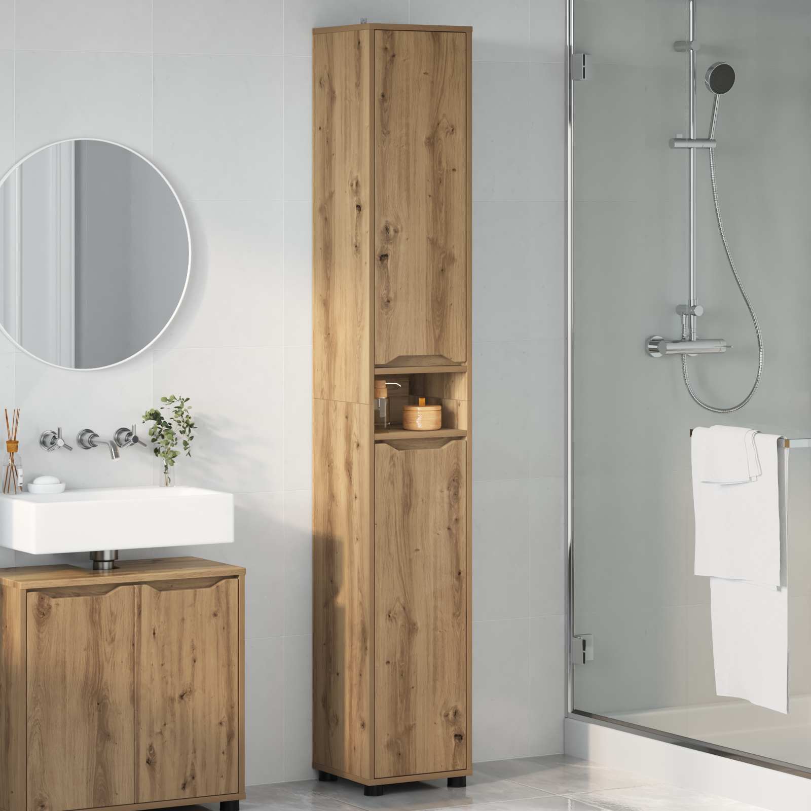 vidaXL Szafka Łazienkowa Dąb rzemieślniczy 30,5 x 30 x 195 cm