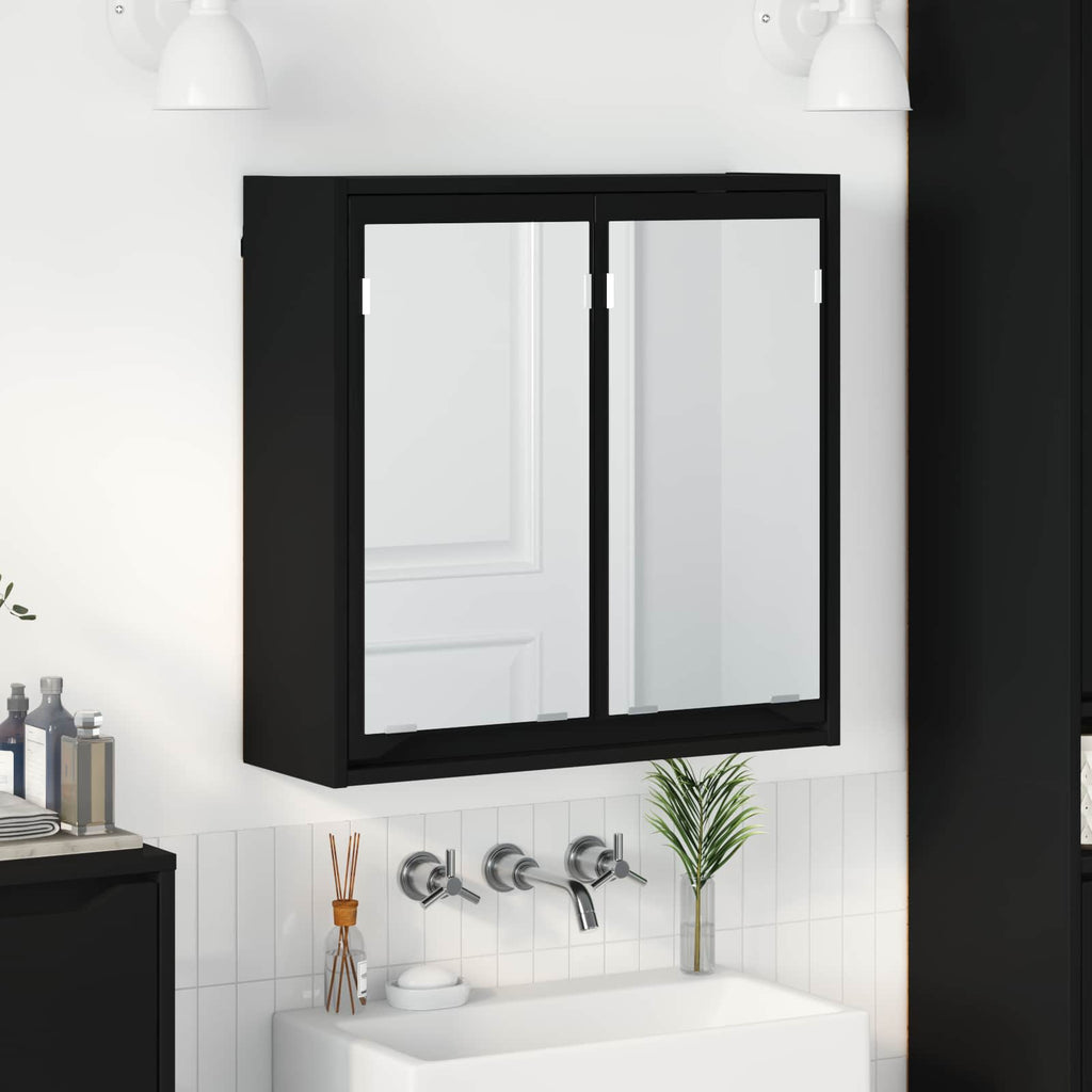vidaXL Szafka z lustrem do łazienki Czarny 60 x 20 x 60 cm