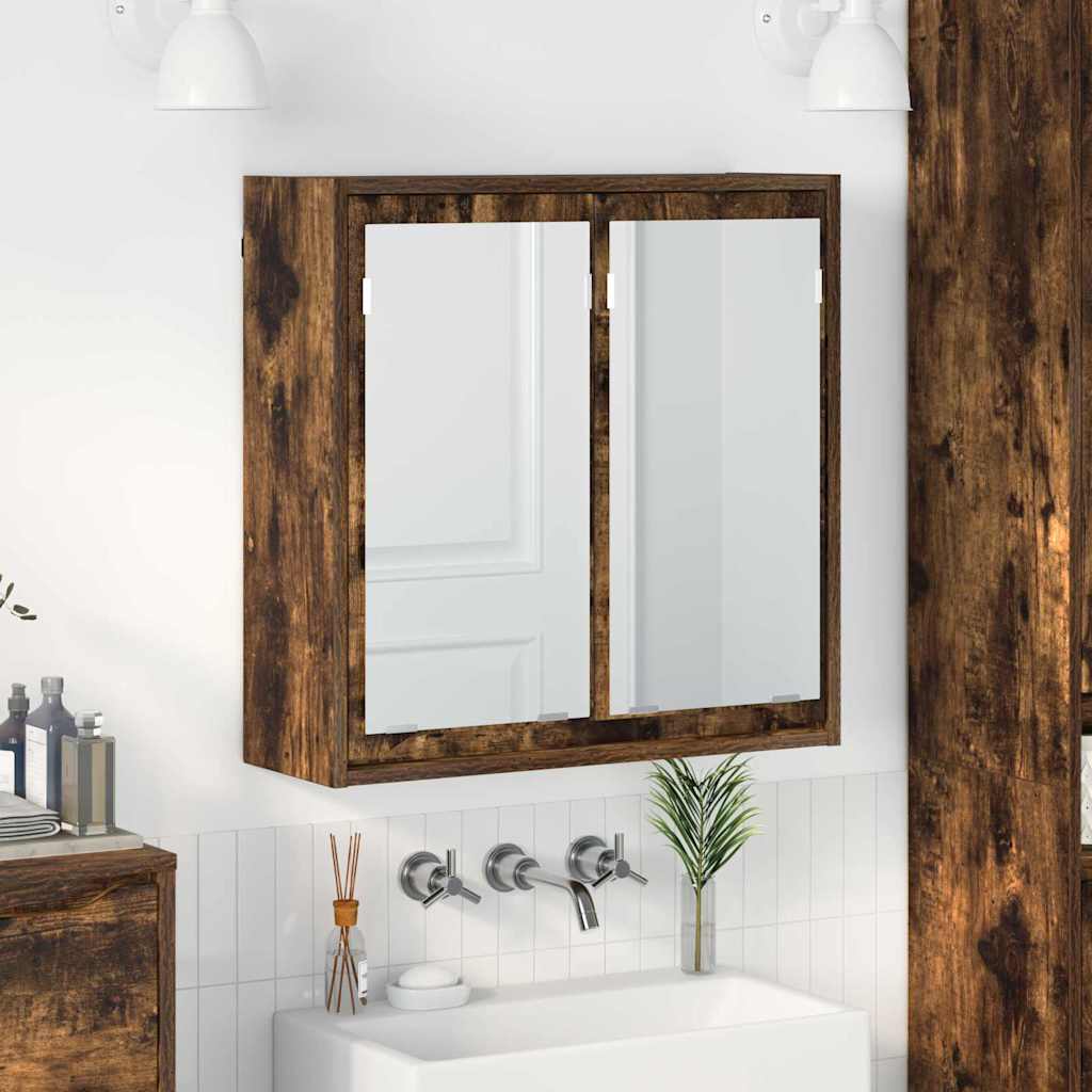 vidaXL Szafka z lustrem do łazienki Dąb wędzony 60 x 20 x 60 cm