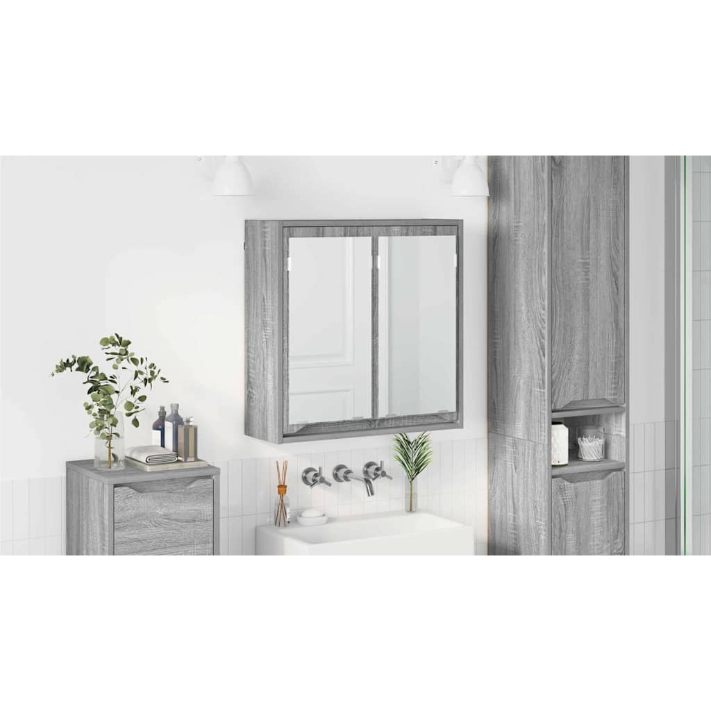 vidaXL Szafka z lustrem do łazienki Szary Sonoma 60 x 20 x 60 cm