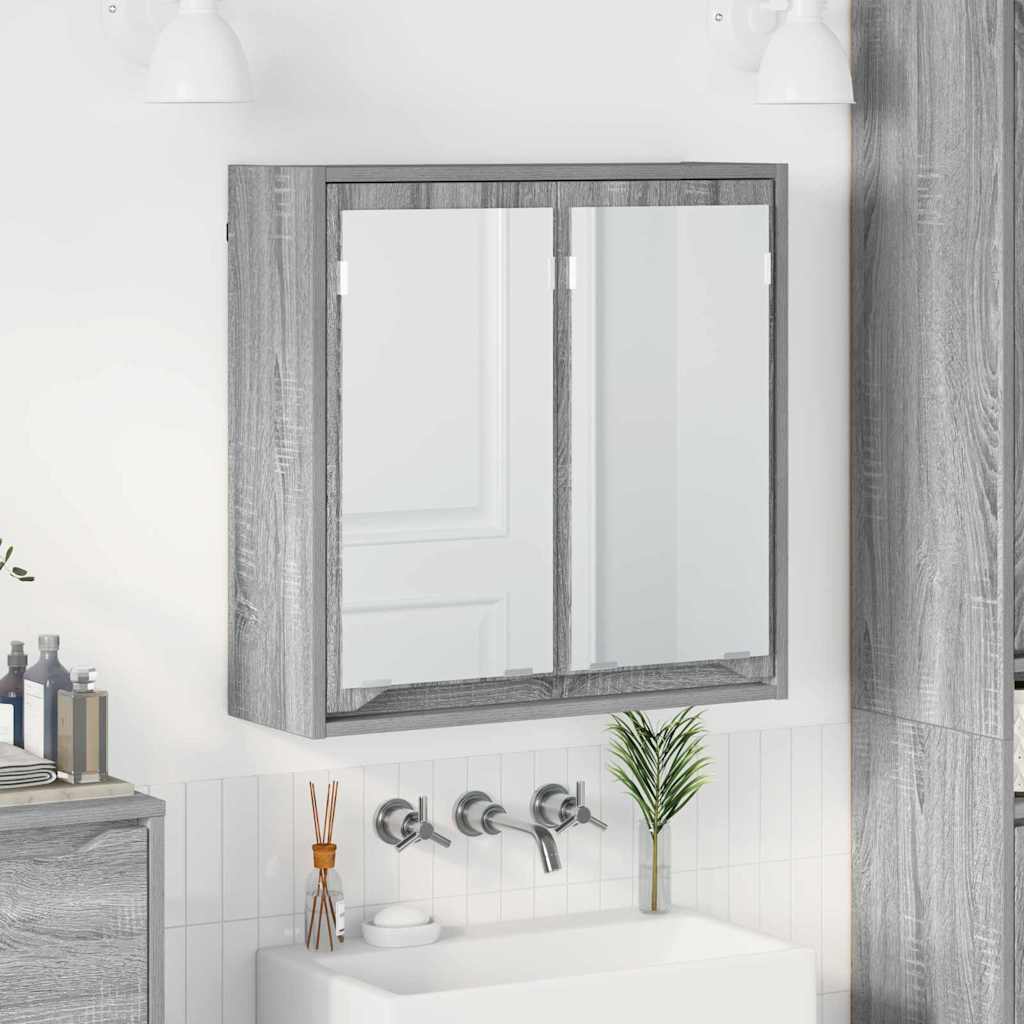 vidaXL Szafka z lustrem do łazienki Szary Sonoma 60 x 20 x 60 cm
