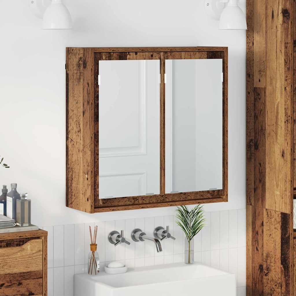 vidaXL Szafka z lustrem do łazienki Stare drewno 60 x 20 x 60 cm