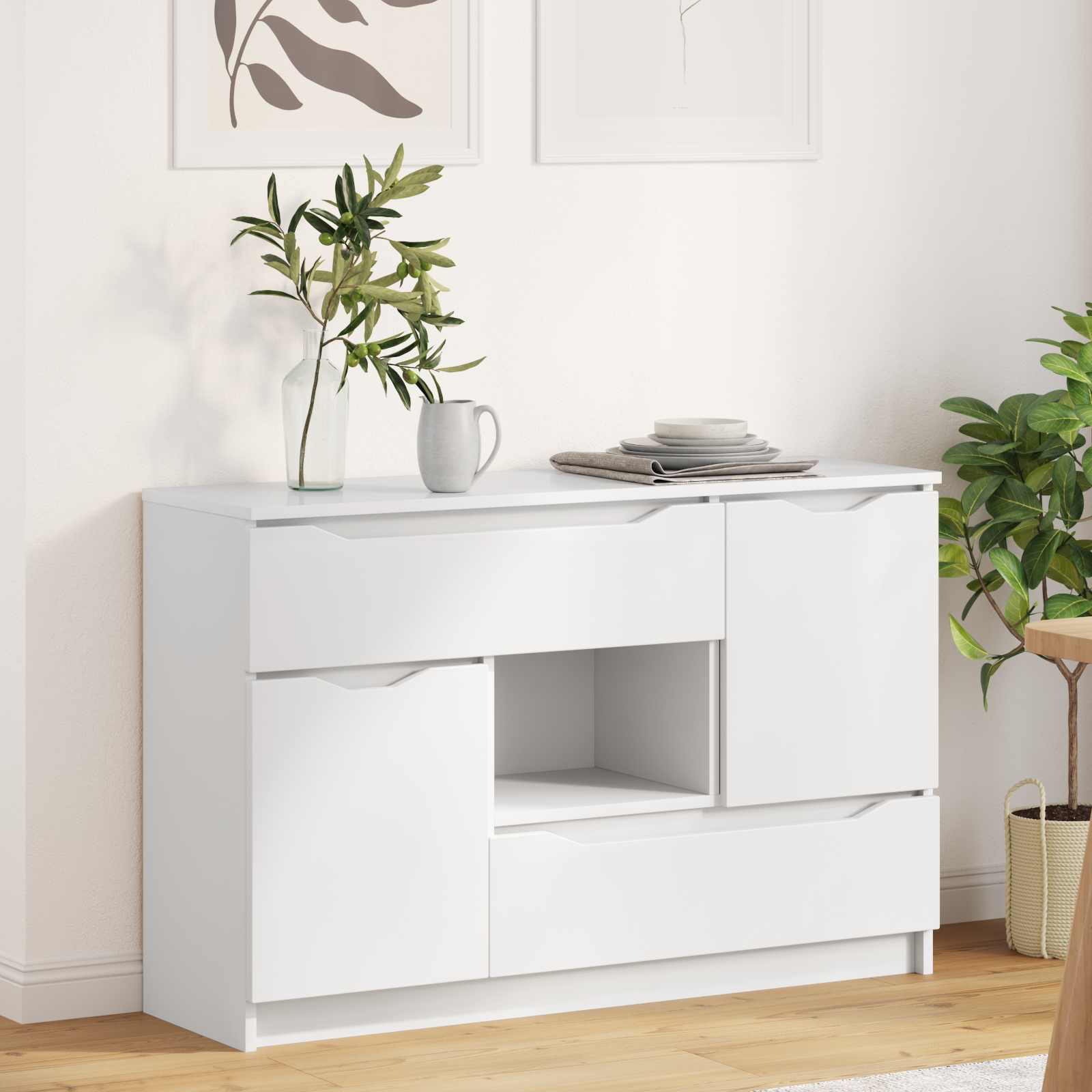 vidaXL Bufet Biały 100 x 30 x 65,6 Drewno inżynieryjne
