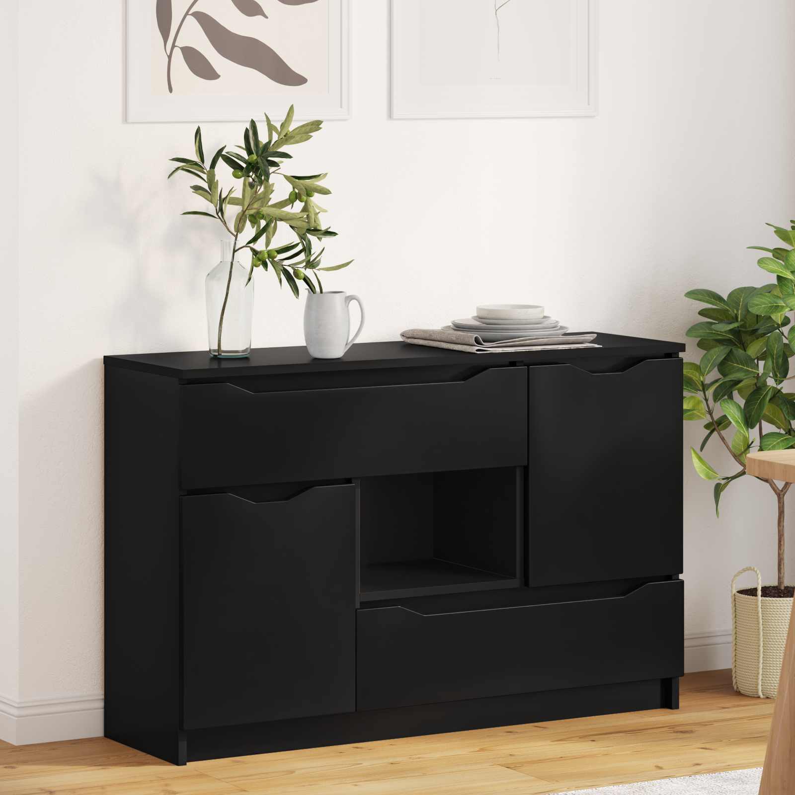 vidaXL Bufet Czarny 100 x 30 x 65,6 Drewno inżynieryjne