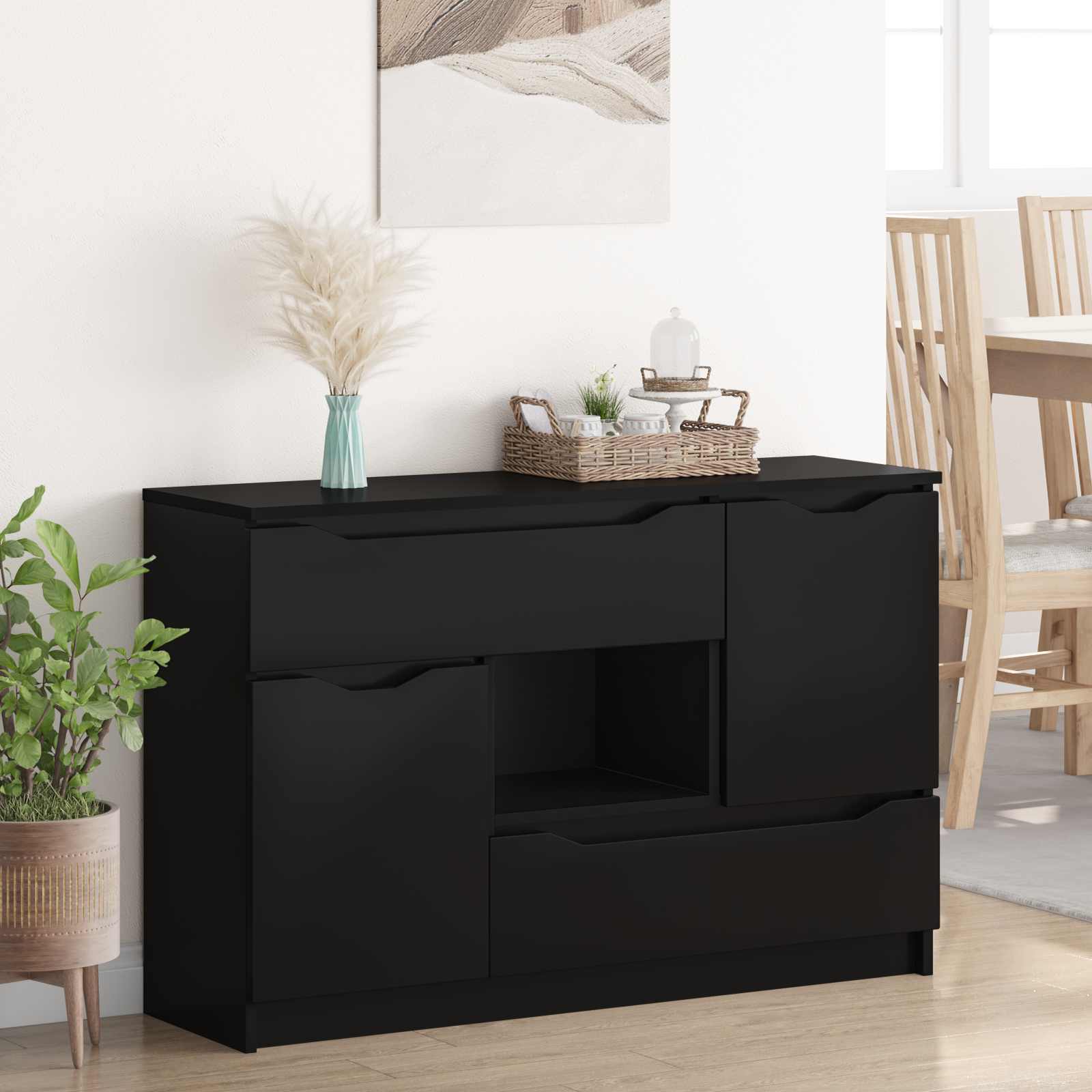 vidaXL Bufet Czarny 100 x 30 x 65,6 Drewno inżynieryjne