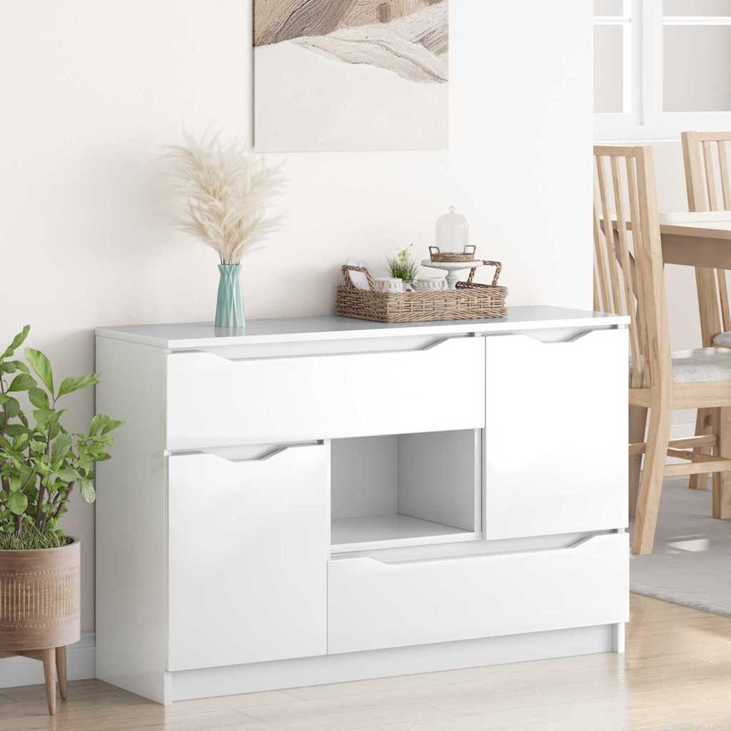vidaXL Bufet z szufladą Wysoki połysk biały 100 x 30 x 65,6