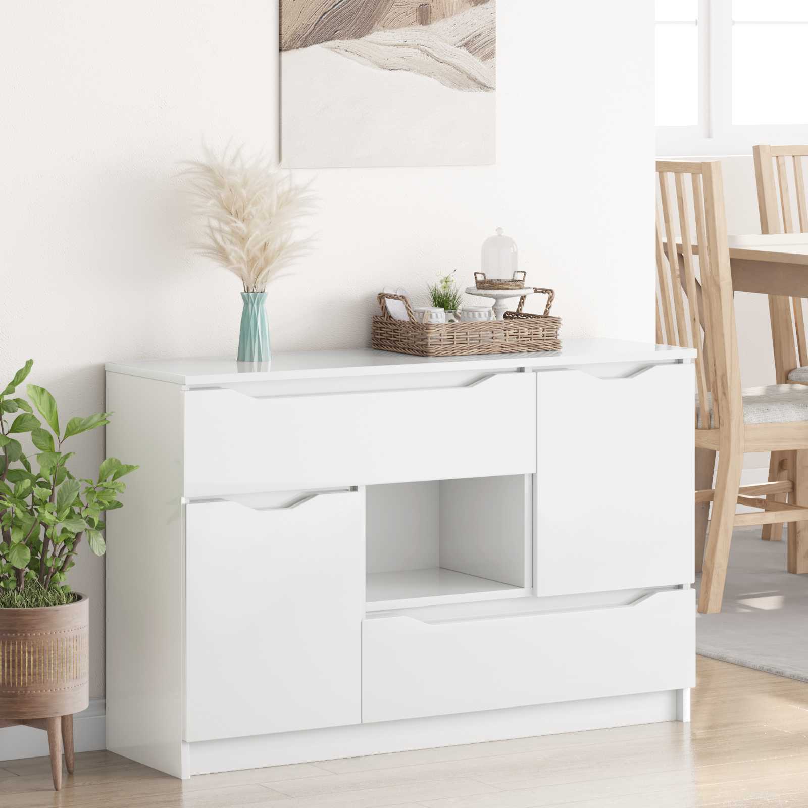 vidaXL Bufet Wysoki połysk biały 100 x 30 x 65,6 Drewno inżynieryjne