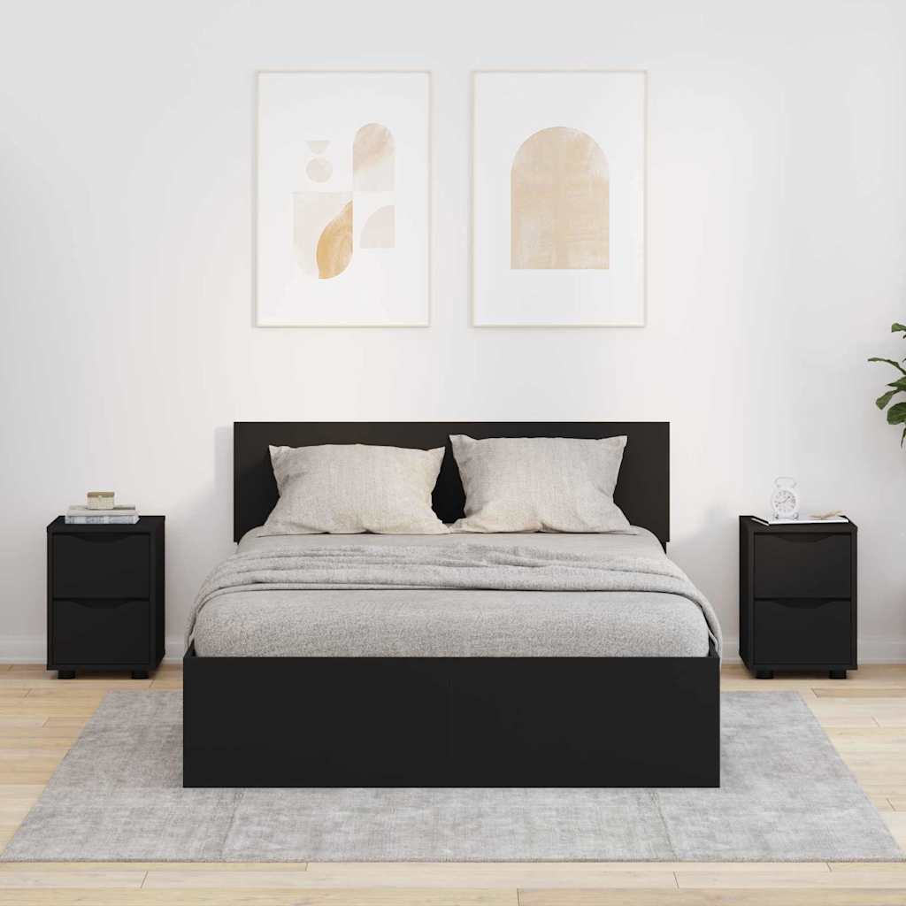 vidaXL Szafki nocne z szufladą 2 pcs Czarny 30,5 x 30 x 43 cm