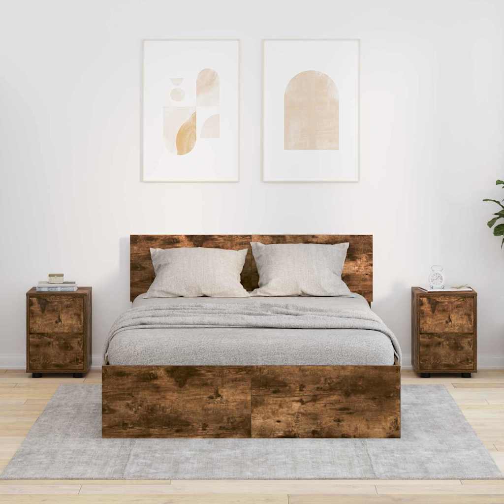 vidaXL Szafki nocne z szufladą 2 pcs Dąb wędzony 30,5 x 30 x 43 cm