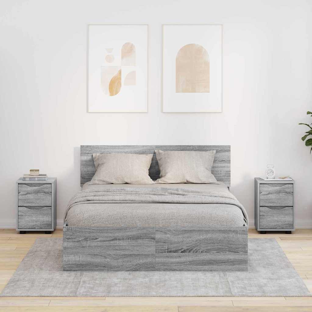 vidaXL Szafki nocne z szufladą 2 pcs Szary Sonoma 30,5 x 30 x 43 cm