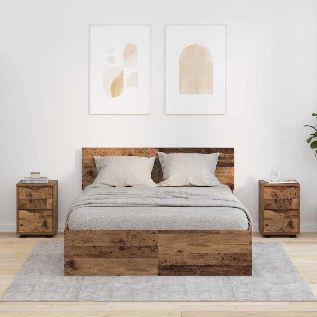 vidaXL Szafki nocne z szufladą 2 pcs Stare drewno 30,5 x 30 x 43 cm