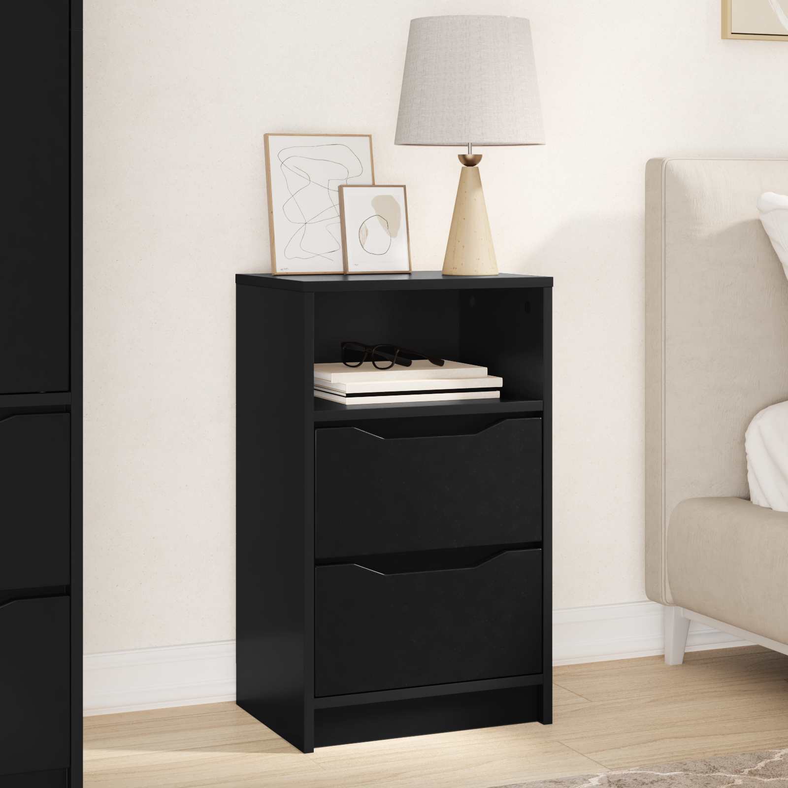 vidaXL Stolik nocny Czarny 40 x 30 x 467 cm Drewno inżynieryjne