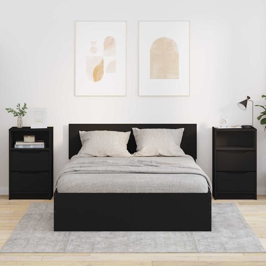 vidaXL Szafki nocne z szufladą 2 pcs Czarny 40 x 30 x 467 cm